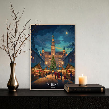 Vienna Austria Market Scene Travel Poster Print Wall Art