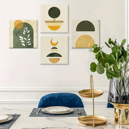 4pcs  Olive Branches Square Wall Art Canvas Framed