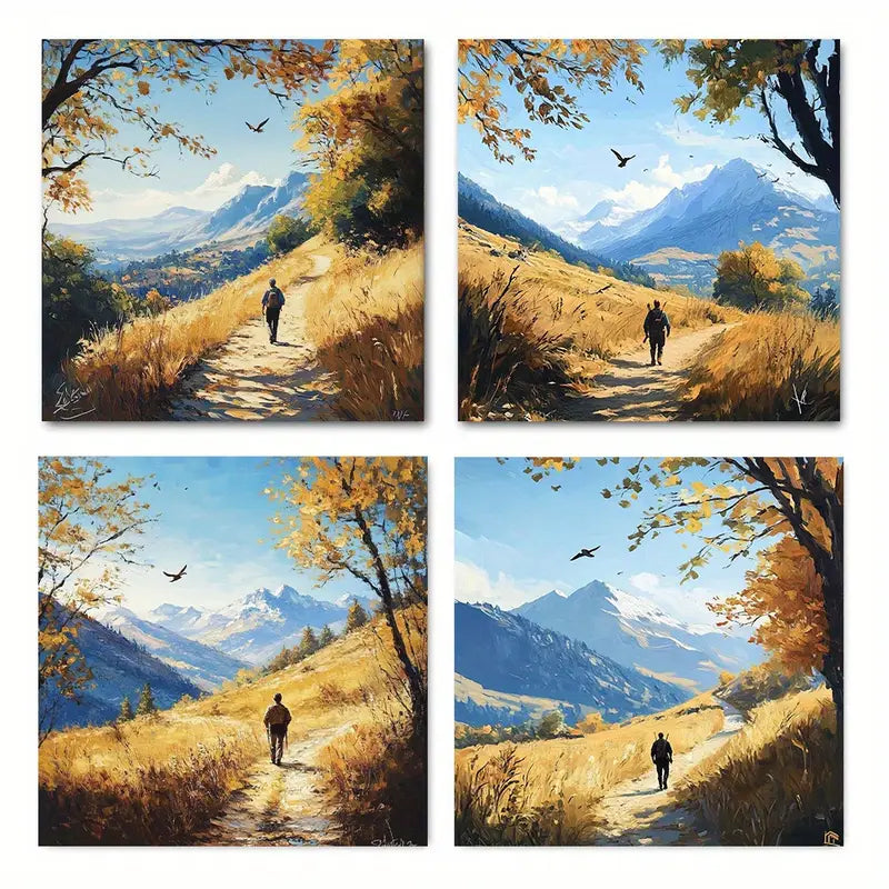 4pcs Chic Scenic Photography Wall Art Canvas Framed