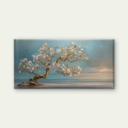 Golden Orchid Tranquil Ocean Wall Art Canvas Office Home Room Framed 120x60cm