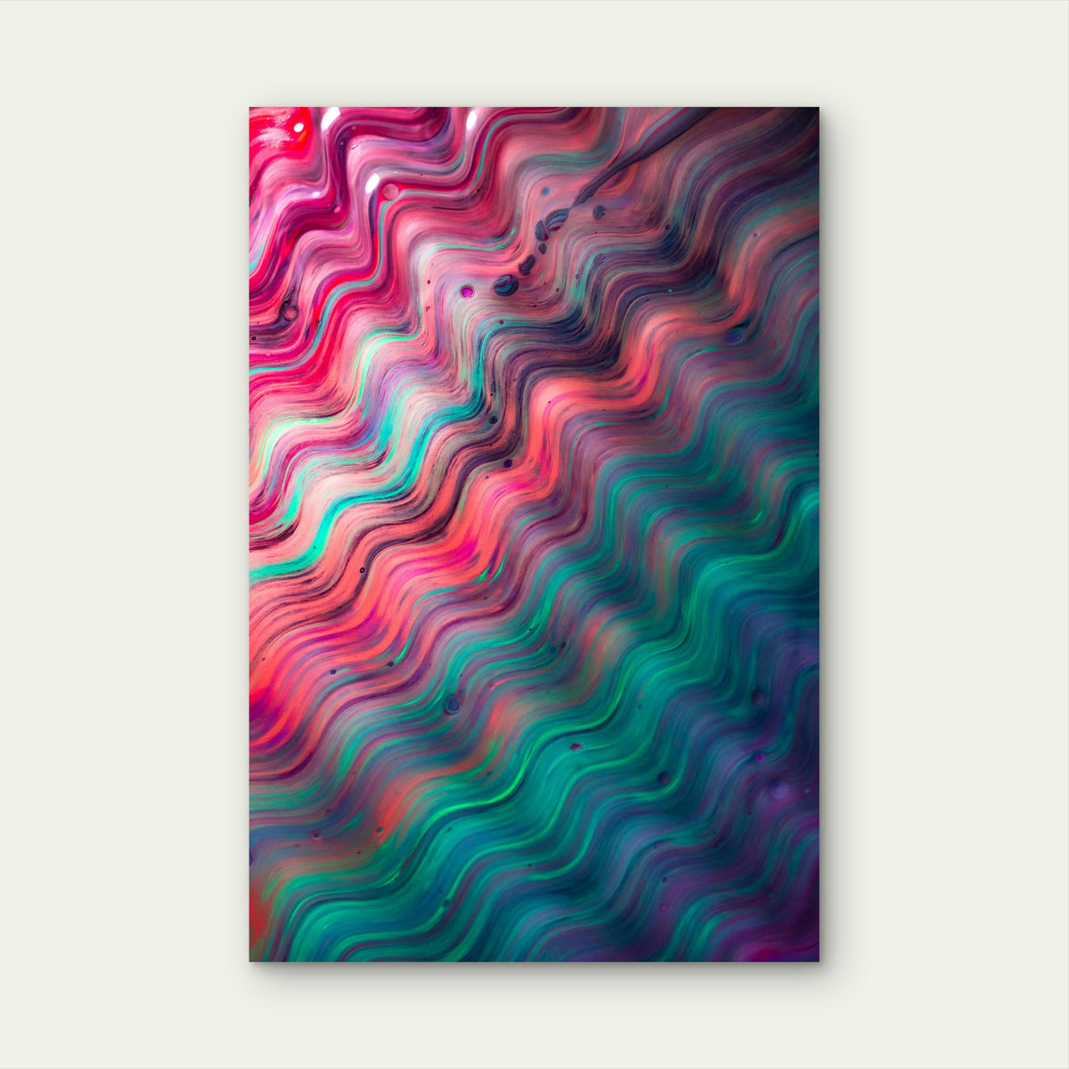 Vibrant Abstract Fluid Art with Holographic Effect 60x90cm Metal Print Ready to Hang