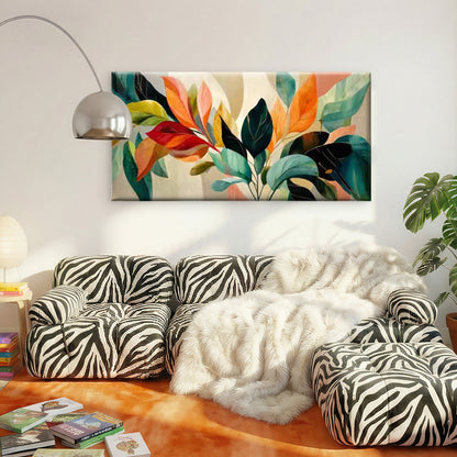 Colorful Abstract Autumn Leaves Wall Art Canvas Office Home Room Framed 120x60cm