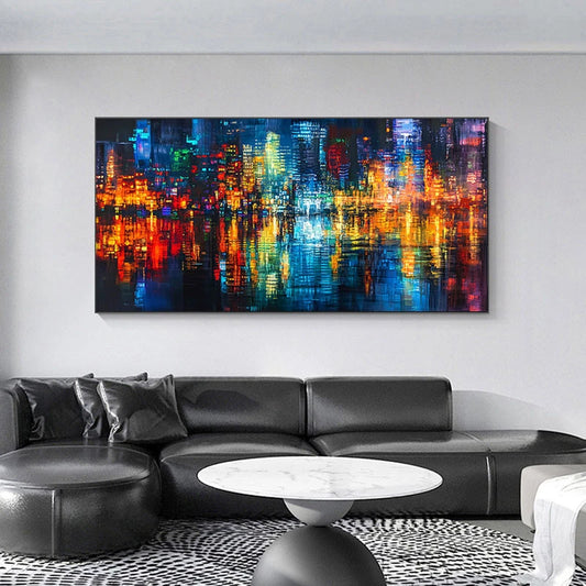 Cityscape Night View  Wall Art wall canvas office home room framed 120x60cm - Bella Home Decor