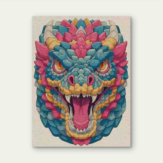 Vibrant Cartoon Hydra 60x90cm Metal Print Ready to Hang