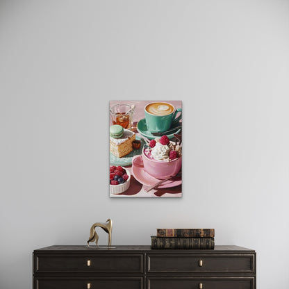 Raspberry Dessert with Coffee & Pastry 60x90cm Metal Print Ready to Hang