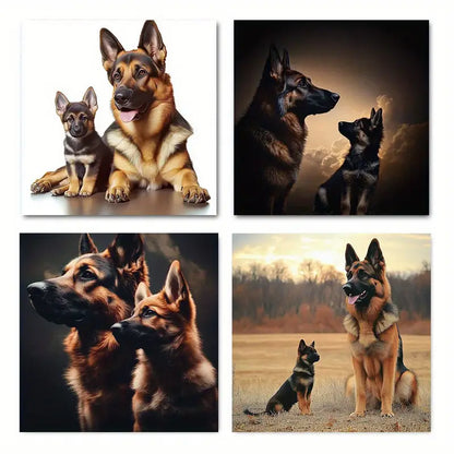 4pcs Majestic German Shepherd Canvas Art Prints Wall Art Canvas Framed
