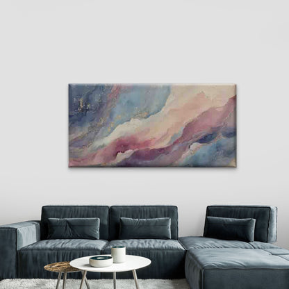 Abstract Blue & Pink Ink Flow Wall Art Canvas Office Home Room Framed 120x60cm