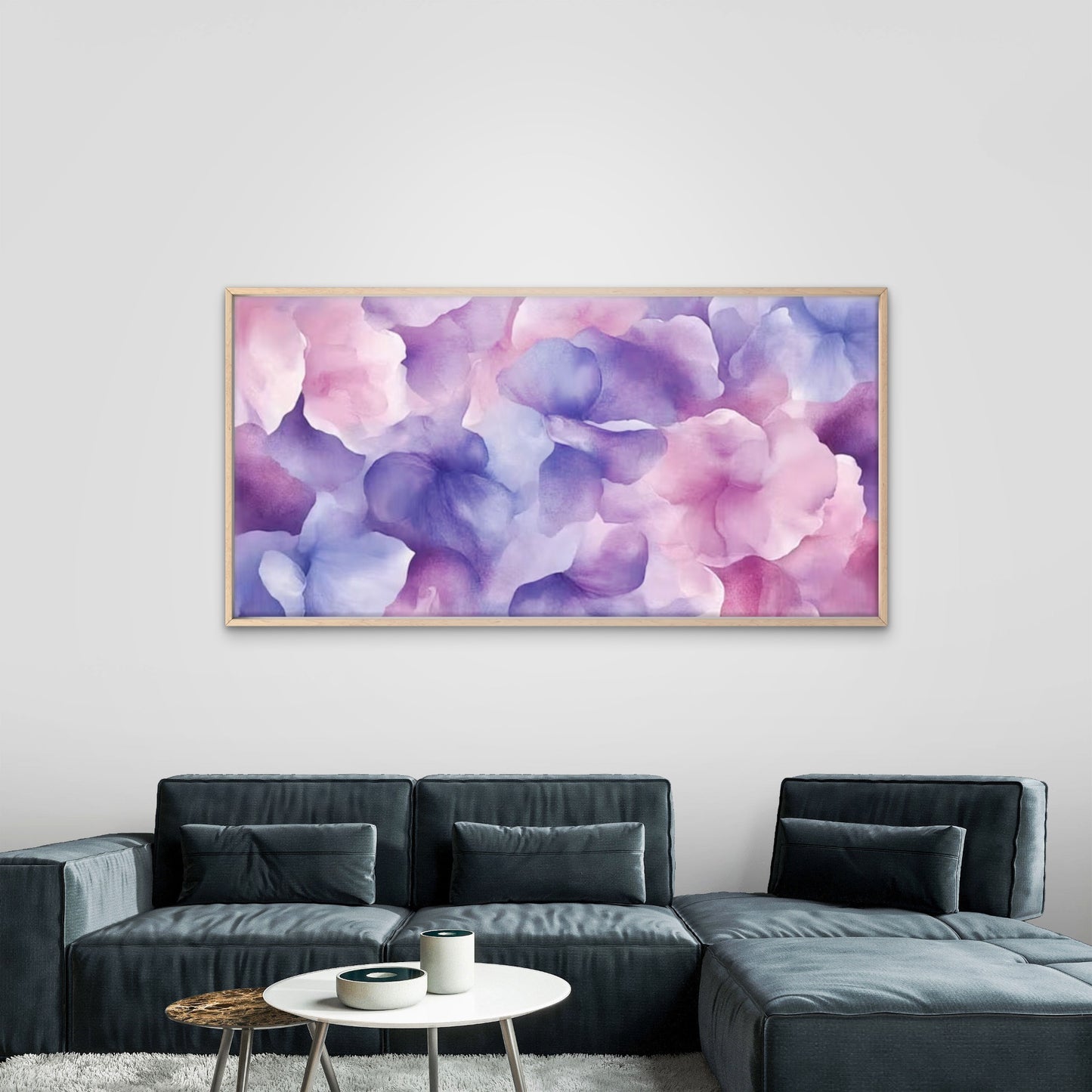 Soft Pastel Flowers in Pink Wall Art Canvas Office Home Room Framed 120x60cm