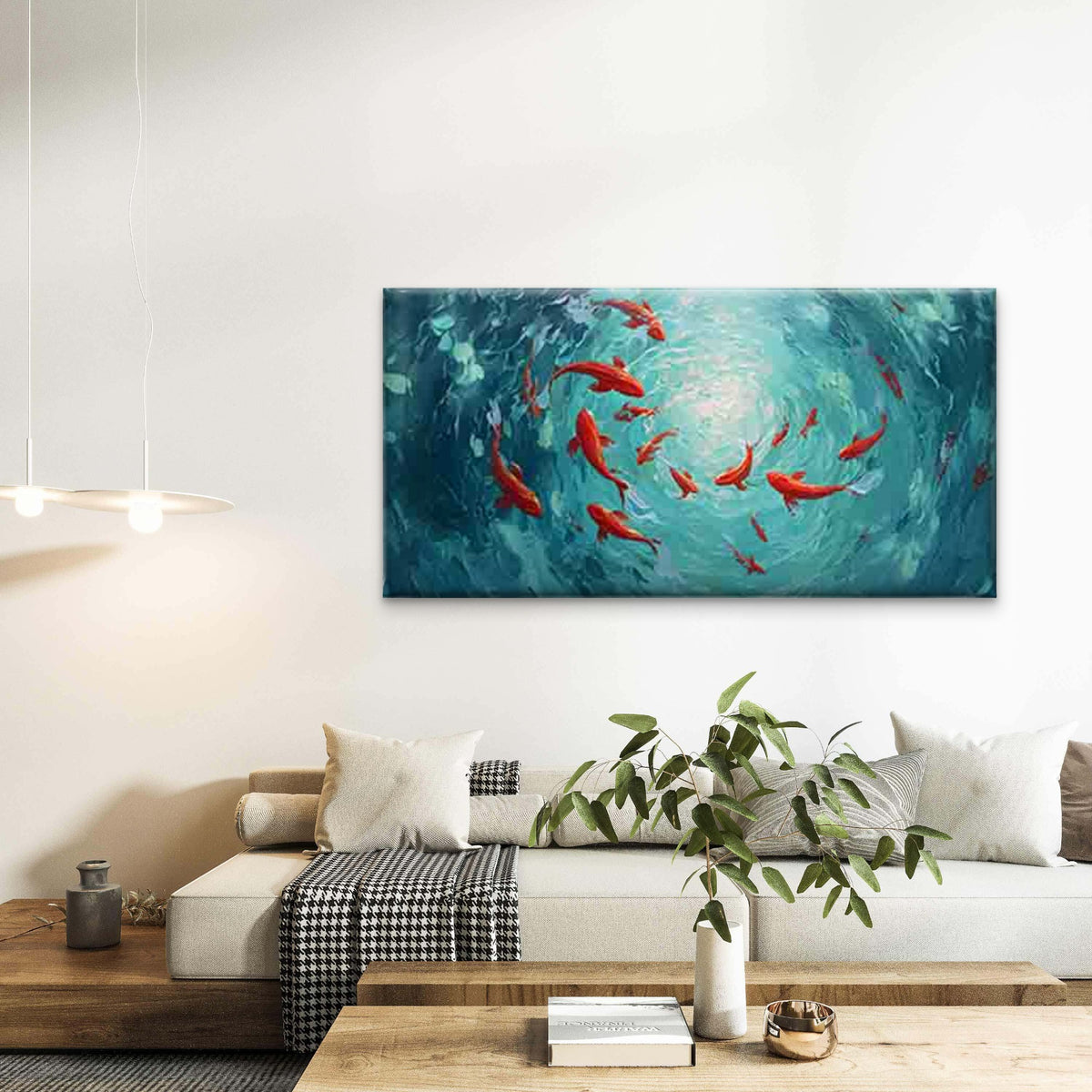 Red Koi Fish Wall Art Canvas Office Home Room Framed 120x60cm