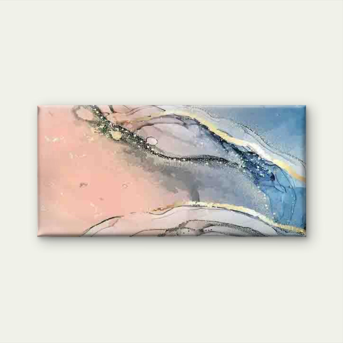Abstract Blue And Pink Fluid Wall Art Canvas Office Home Room Framed 120x60cm