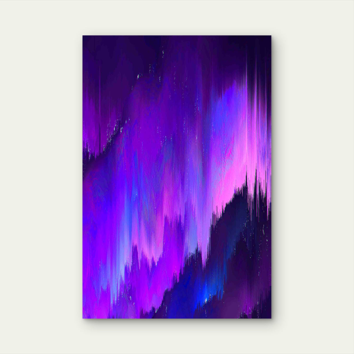 Abstract Purple And Blue Glitch Art Metal Print Ready to Hang