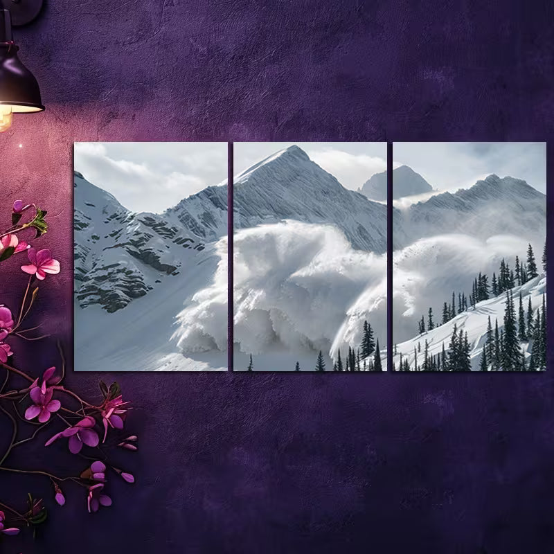 3pcs Serene Mountain with Snow-Capped Peaks Wall Art Set Canvas Framed 40x60cm - High Quality Print 100% Australian Made Wall Canvas Ready to Hang