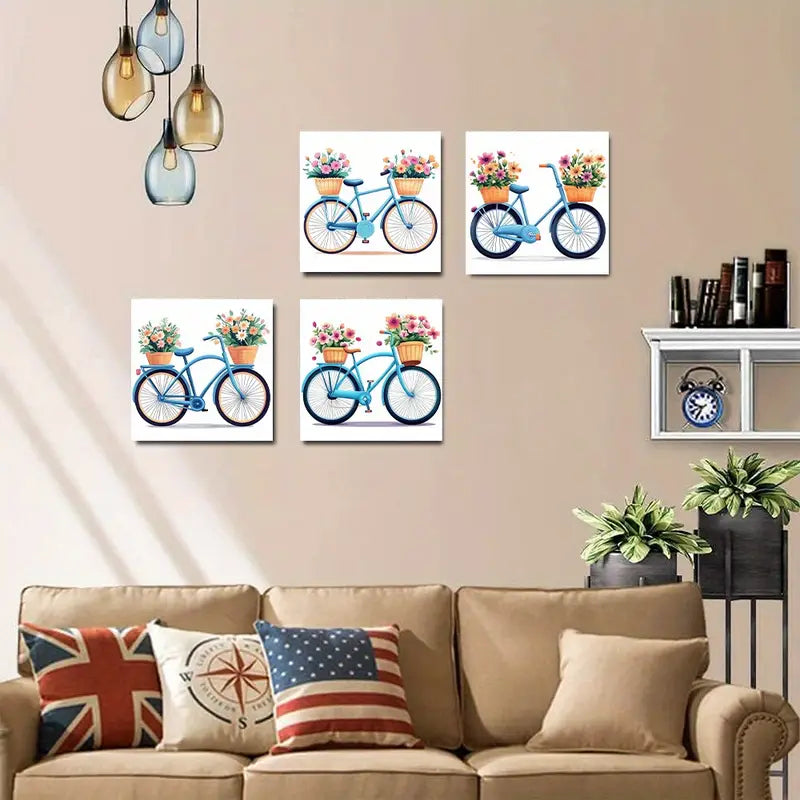 4pcs   Print Bik Themed Elegant HJ     Wall Art Canvas Framed
