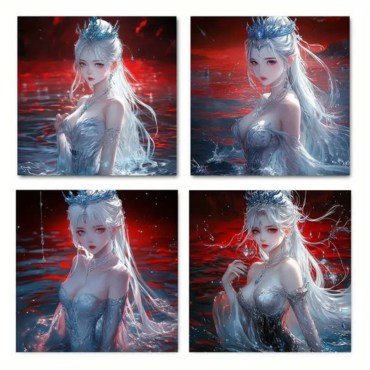 4pcs Dark night beautiful woman   Wall Art Canvas Framed