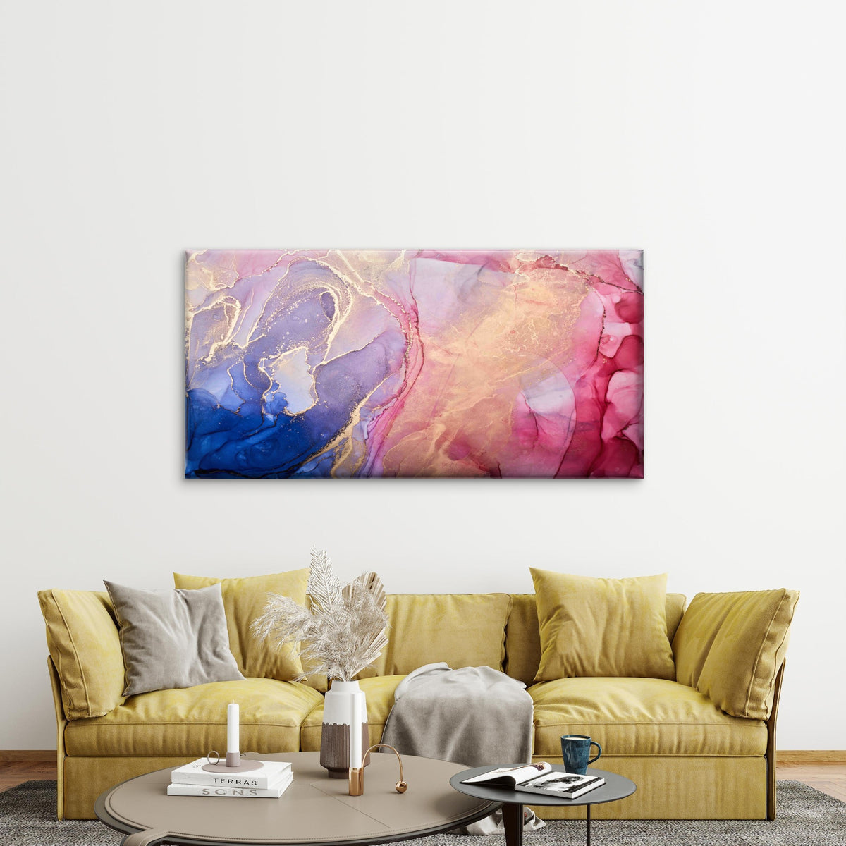 Colorful Abstract Alcohol Ink Wall Art Canvas Office Home Room Framed 120x60cm