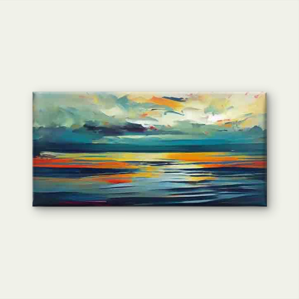 Modern Abstract Seascape Wall Art Canvas Office Home Room Framed 120x60cm