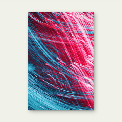 Abstract Red and Blue Light Streaks 60x90cm Metal Print Ready to Hang