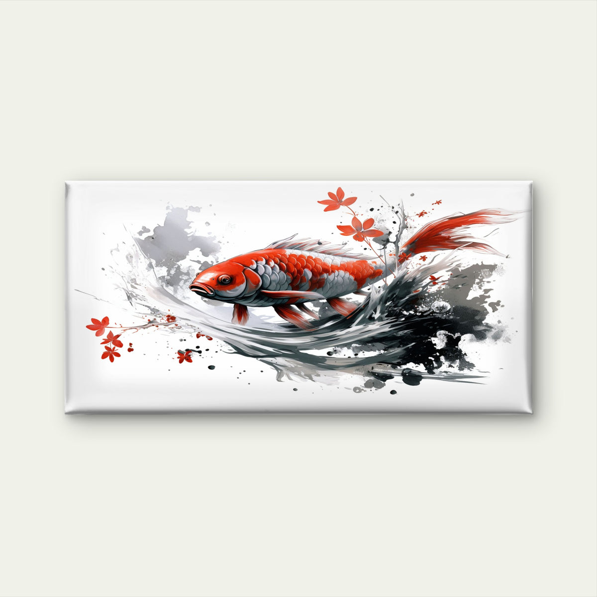 Vibrant Red Koi Fish Wall Art Canvas Office Home Room Framed 120x60cm