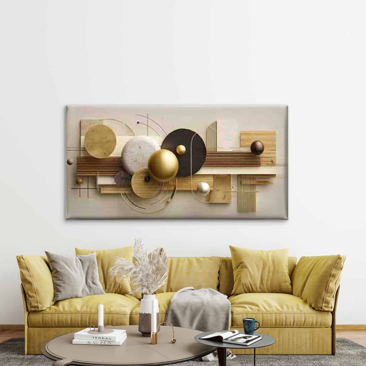Geometric Abstract Wall Art Canvas Office Home Room Framed 120x60cm