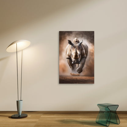View Wild Rhino Nature 60x90cm Metal Print Ready to Hang