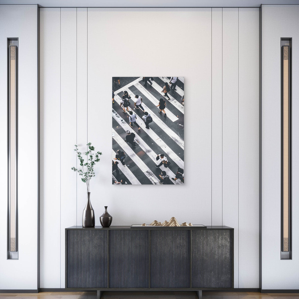 Aerial View Photography of Group of People Metal Print Ready to Hang