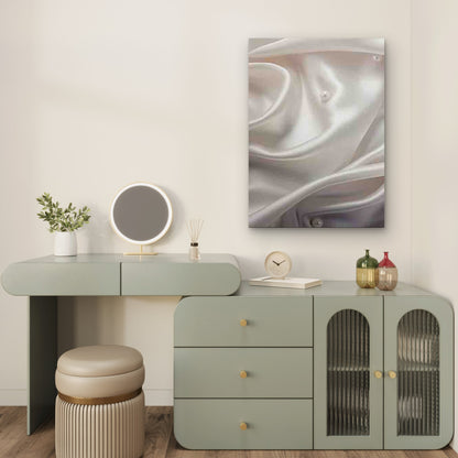 Modern Classic White Abstract with Pearls 60x90cm Metal Print Ready to Hang