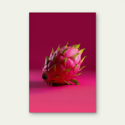 Dragon Fruit on a Pink Background 40x60cm Metal Print Ready to Hang