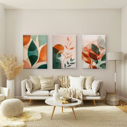 3pcs Abstract Terracotta Sage Green Botanical Boho Mid Century Wall Art Set Canvas Framed 60x90cm - High Quality Print 100% Australian Made Wall Canvas Ready to Hang