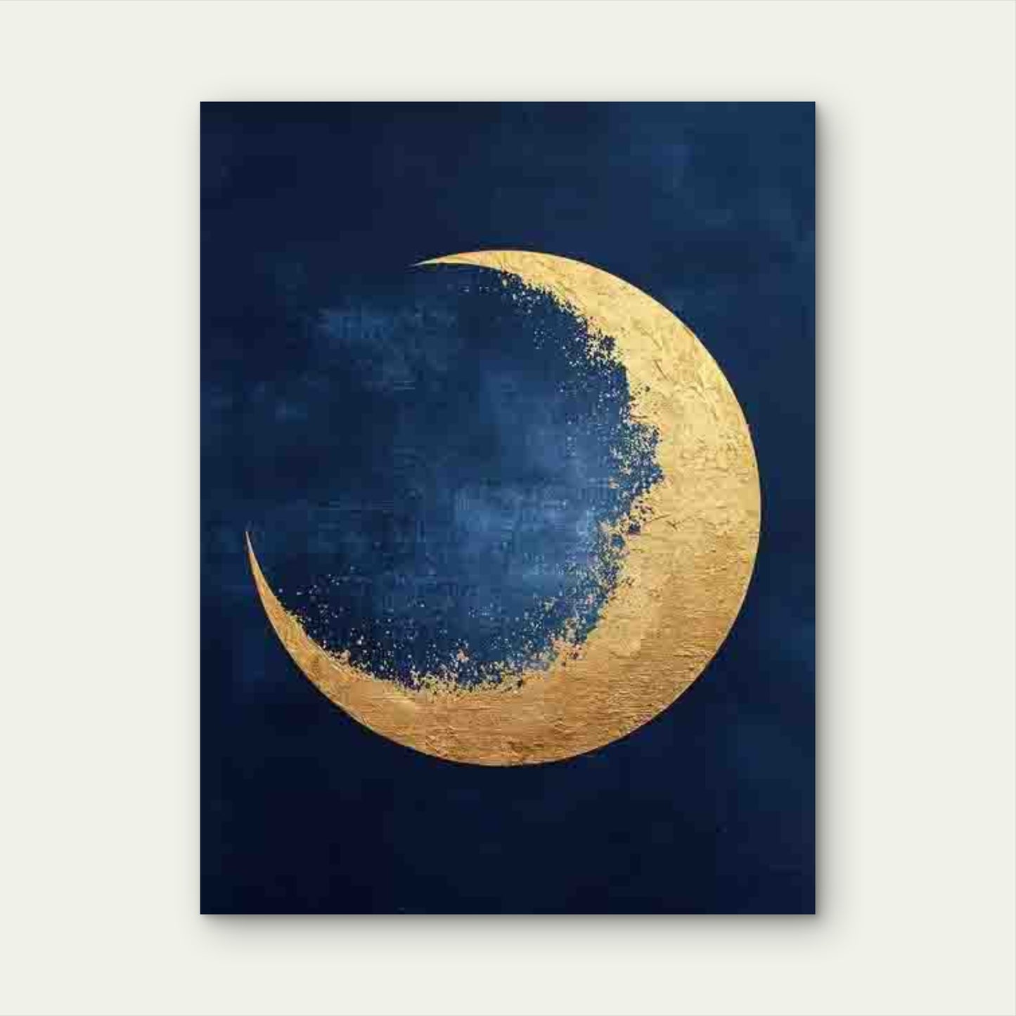 Navy Blue & GoldenCrescent Moon 60x90cm Metal Print Ready to Hang