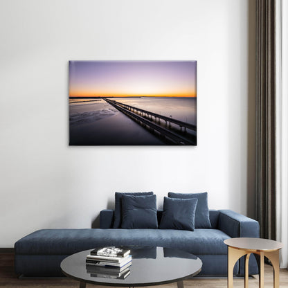 Glorious purple sunrise in Redcliffe, Queensland, Australia Neutral Canvas Print Wall Art Decor 100% Australian Made