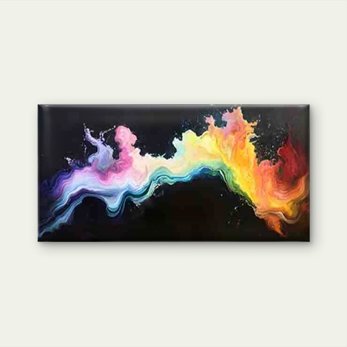 Modern Rainbow Ink Splatter Wall Art Canvas Office Home Room Framed 120x60cm