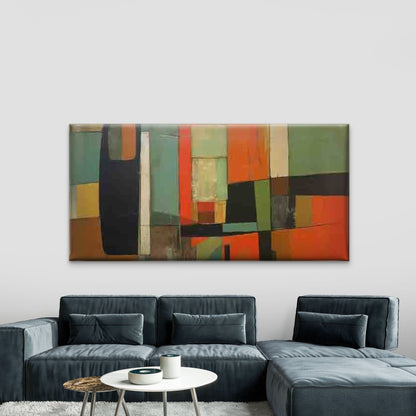 Geometric Abstract Color Blocks Wall Art Canvas Office Home Room Framed 120x60cm