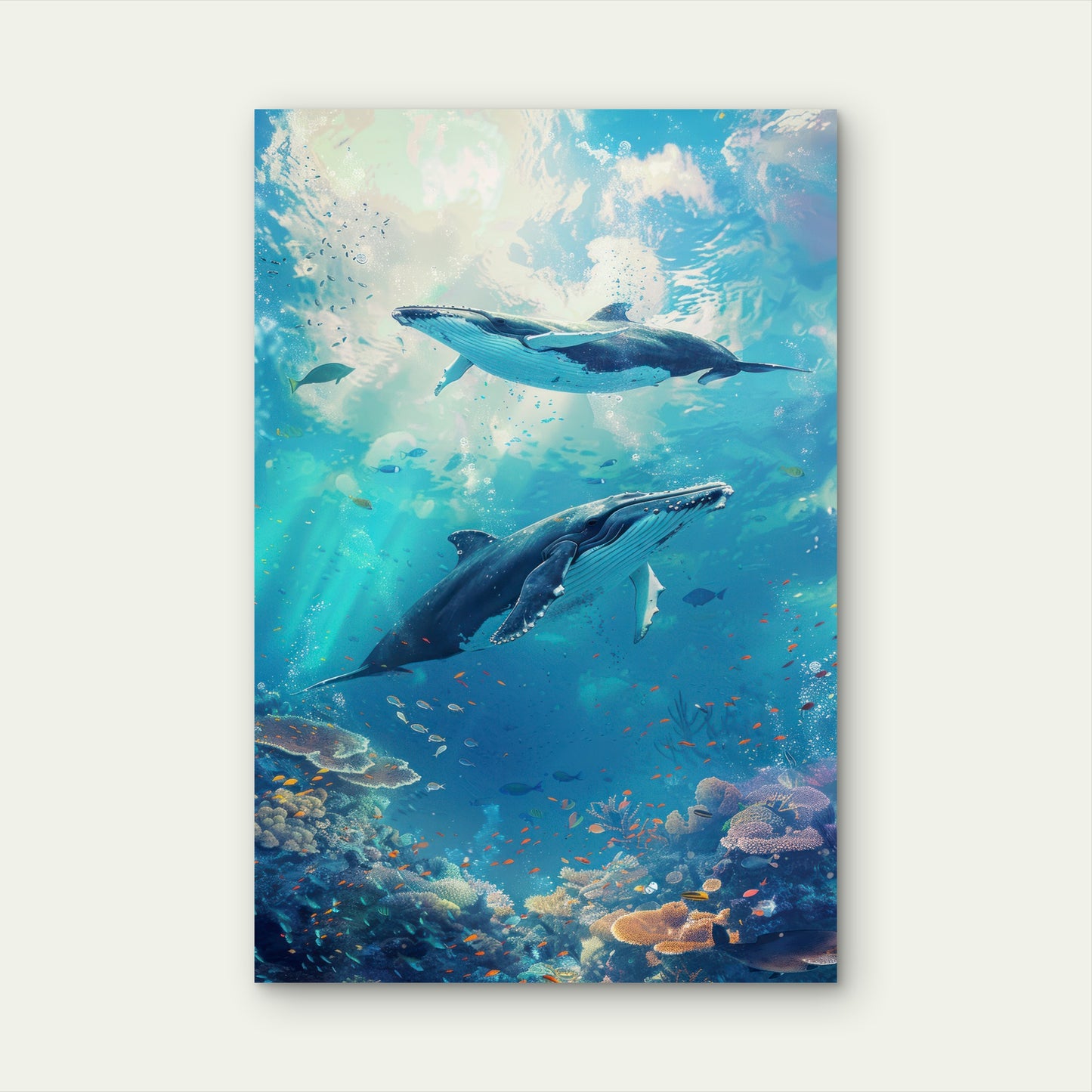 White Flowers Red Background 60x90cm Metal Print Ready to Hang