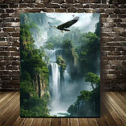 Majestic Eagle & Crystal Clear Waterfall 40x60cm Metal Print Ready to Hang
