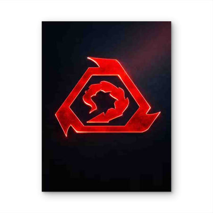 Red Hexagon Emblem 60x90cm Metal Print Ready to Hang