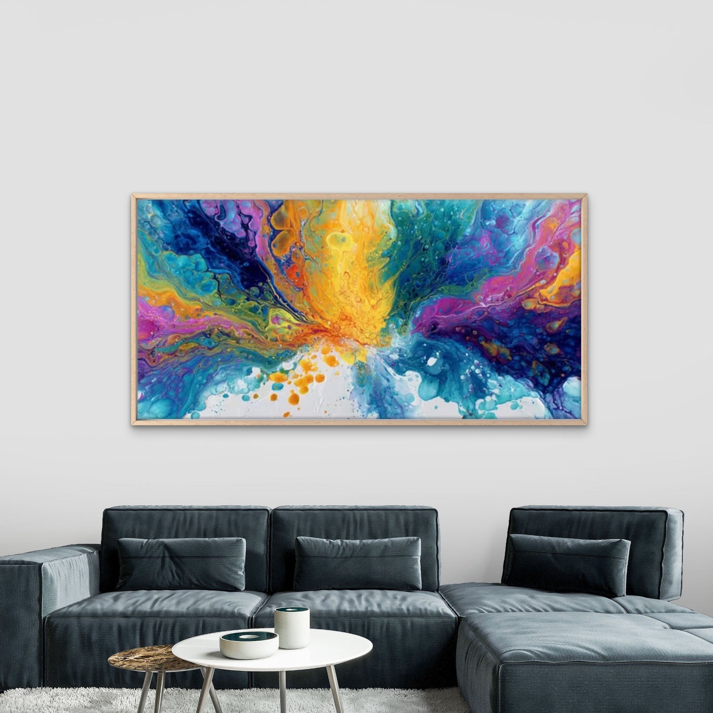 Vibrant Colors Explode Outward Wall Art Canvas Office Home Room Framed 120x60cm