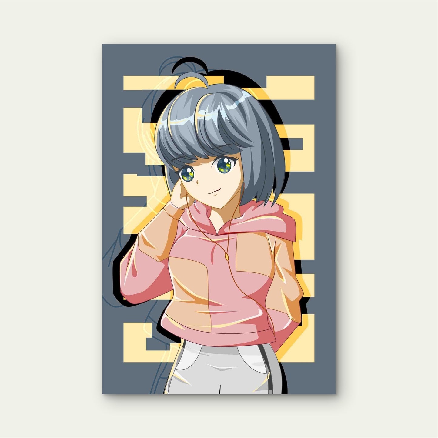 Cute and Cool Girl with Jacket Metal Print Ready to Hang