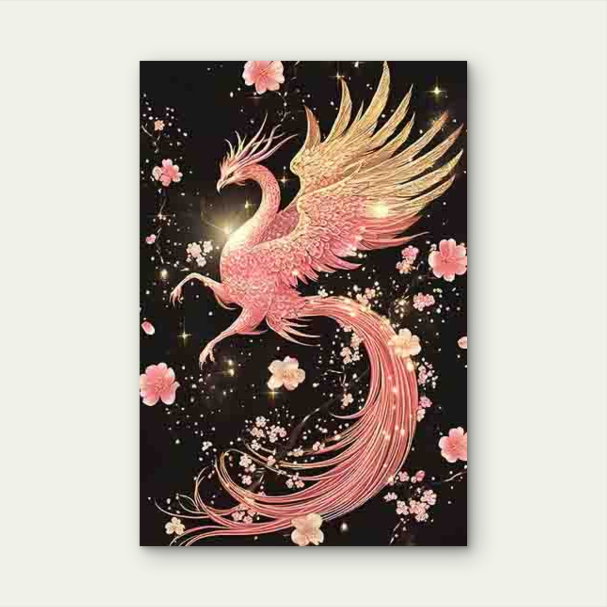 Elegant Pink Phoenix With Spread Wings 60x90cm Metal Print Ready to Hang