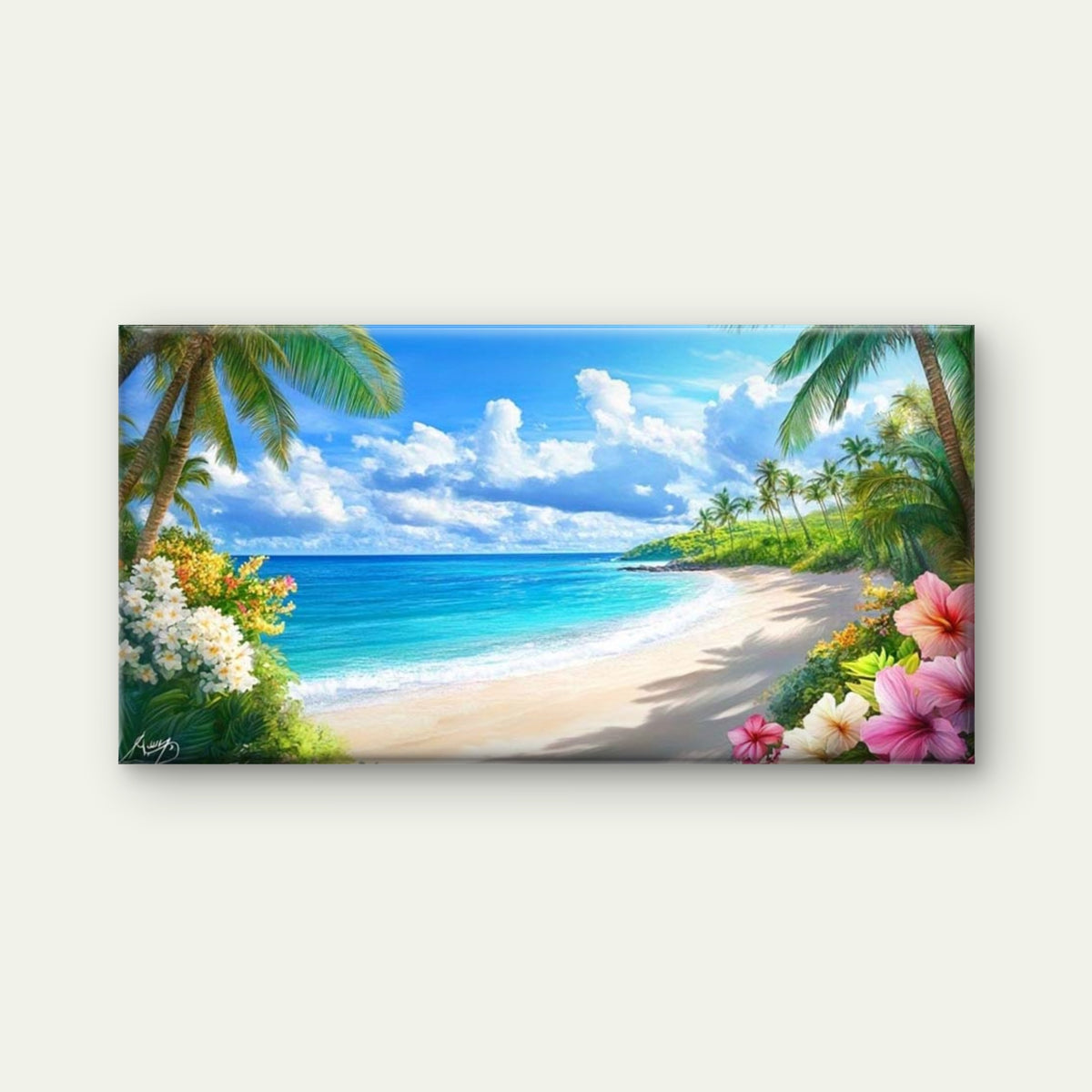 Tropical Paradise Beach Wall Art Canvas Office Home Room Framed 120x60cm