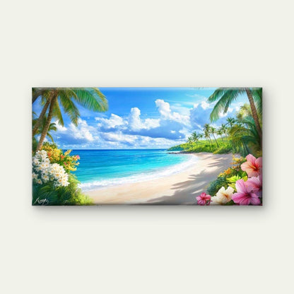 Tropical Paradise Beach Wall Art Canvas Office Home Room Framed 120x60cm
