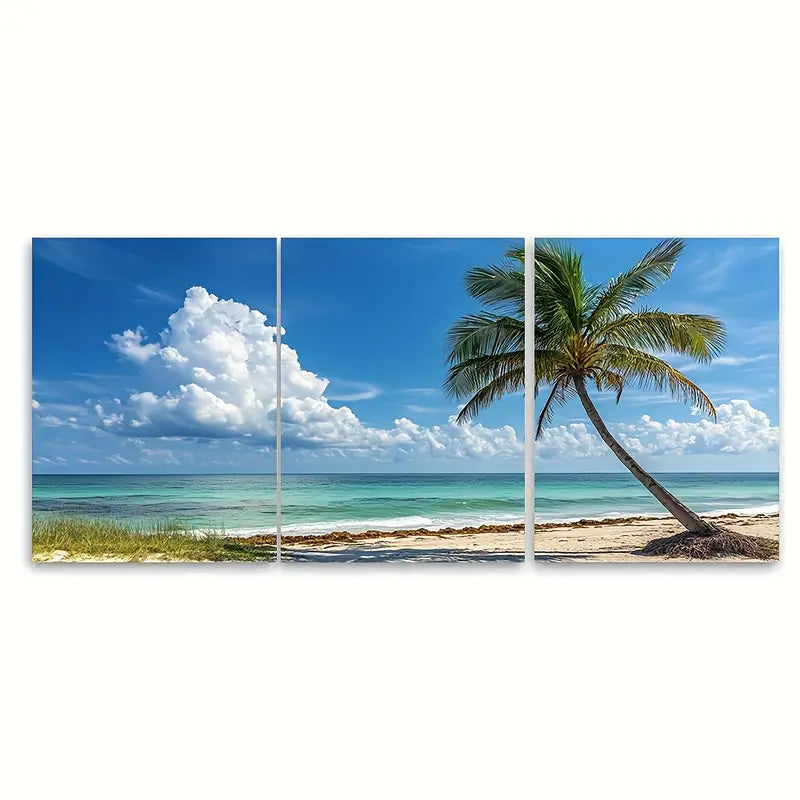 3pcs Miami Florida Beach City Travel Wall Art Set Canvas Framed 50x70cm - High Quality Print 100% Australian Made Wall Canvas Ready to Hang