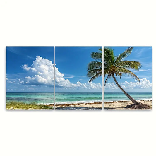 3pcs Miami Florida Beach City Travel Wall Art Set Canvas Framed 60x90cm - High Quality Print 100% Australian Made Wall Canvas Ready to Hang