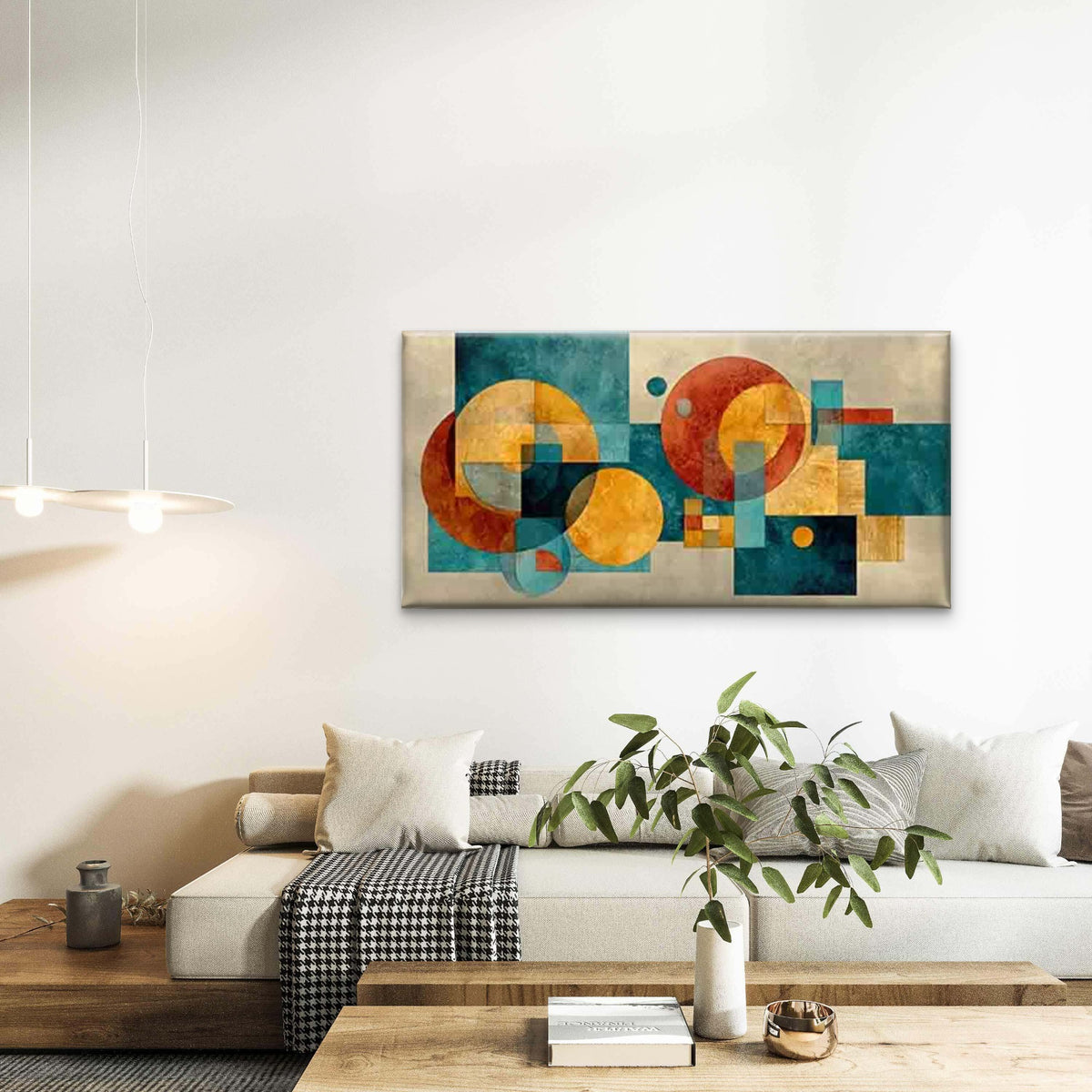 Geometric Abstract Wall Art Canvas Office Home Room Framed 120x60cm