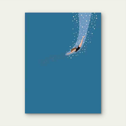 Retro Underwater Dive Artwork, 60x90cm Metal Print Ready to Hang