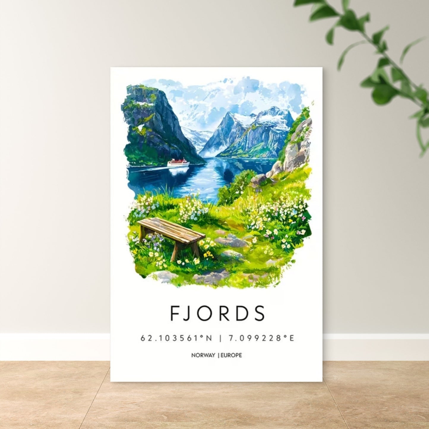 Fjords Norway Europe Scenic Landscape Travel Poster Print Wall Art