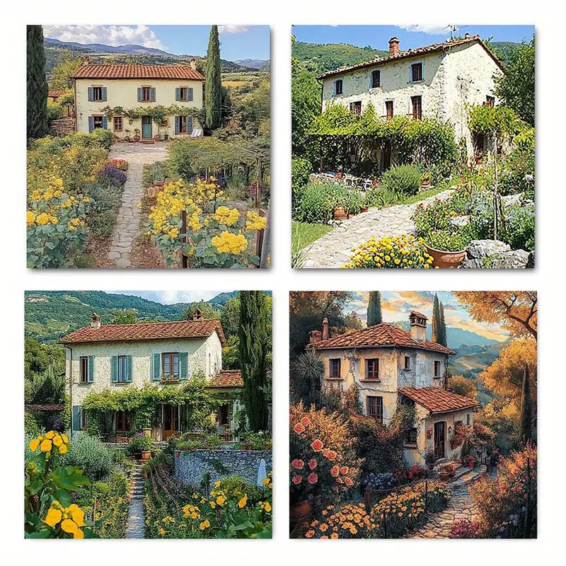 4pcs Vintage Farmhouse Floral Canvas Wall Art Canvas Framed