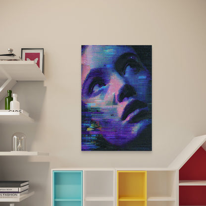 Digital Echoes Fragmented Face 40x60cm Metal Print Ready to Hang