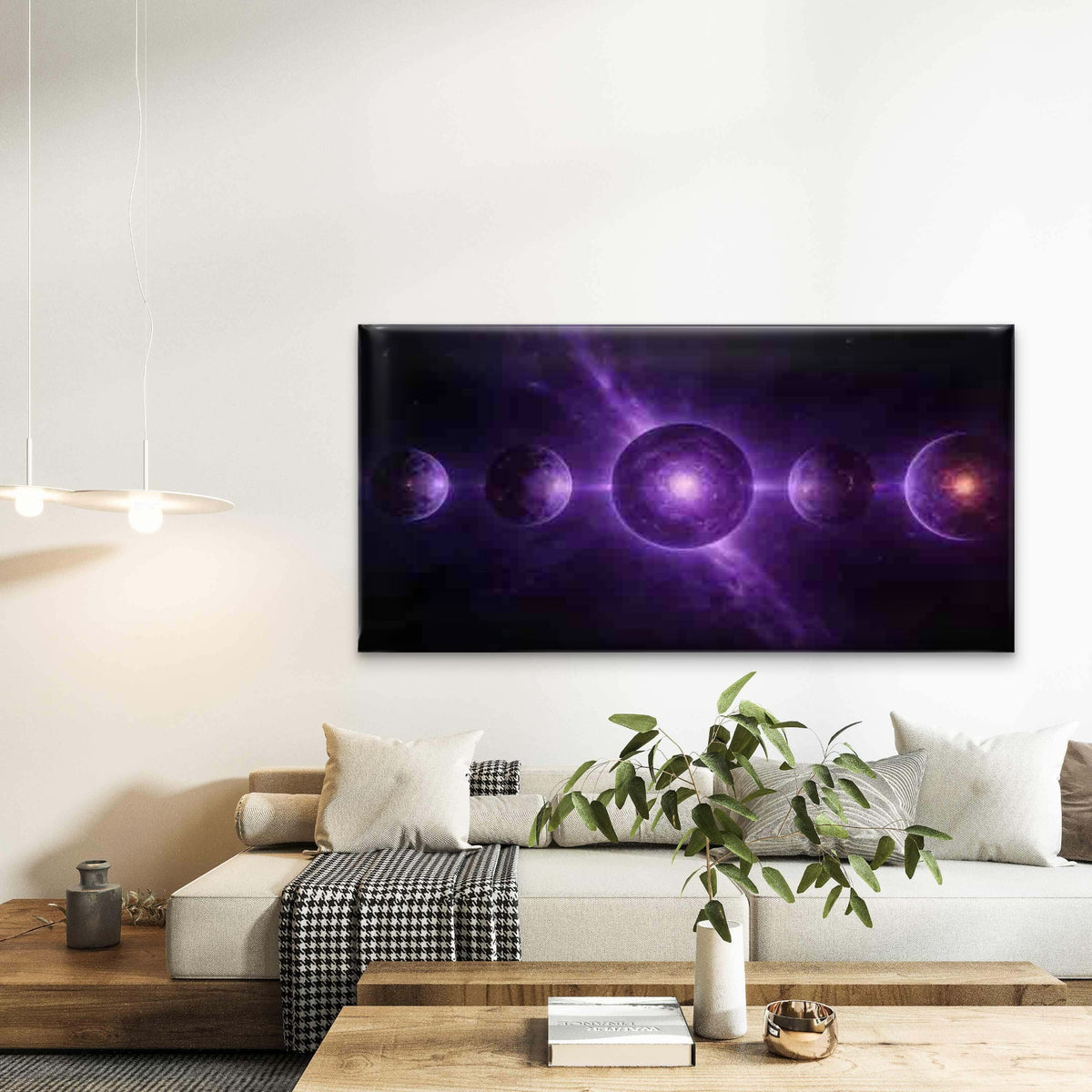Purple Cosmic Galaxy Wall Art Canvas Office Home Room Framed 120x60cm