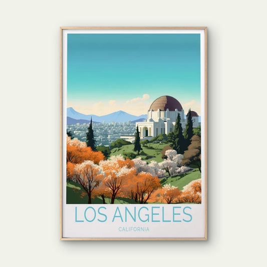 Los Angeles California, Beautiful Trees Travel Poster Print Wall Art