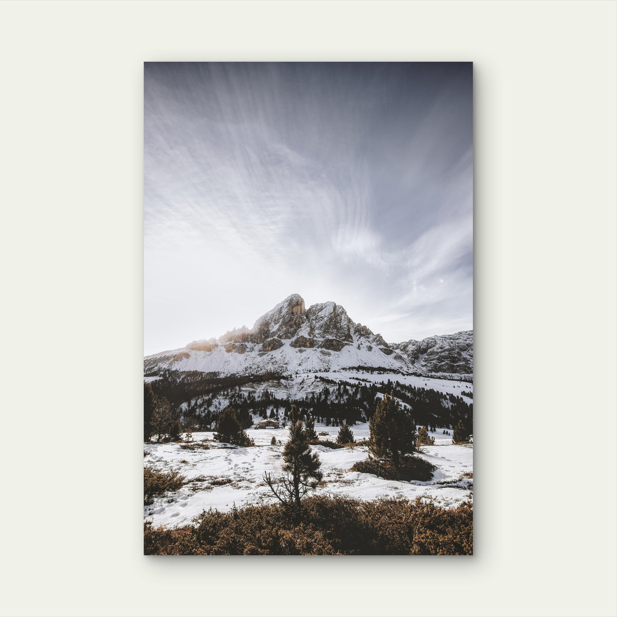 Snow Covered Mountain Range 40x60cm Metal Print Ready to Hang